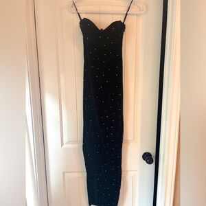 LBD Strapless Black Velvet Sequin Maxi Dress, Size XS